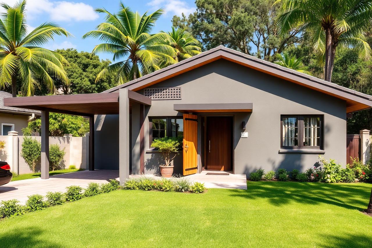 Casa nova com carport e jardim frontal