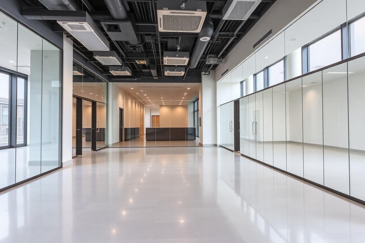 Sala comercial de esquina em avenida movimentada — Salão interno