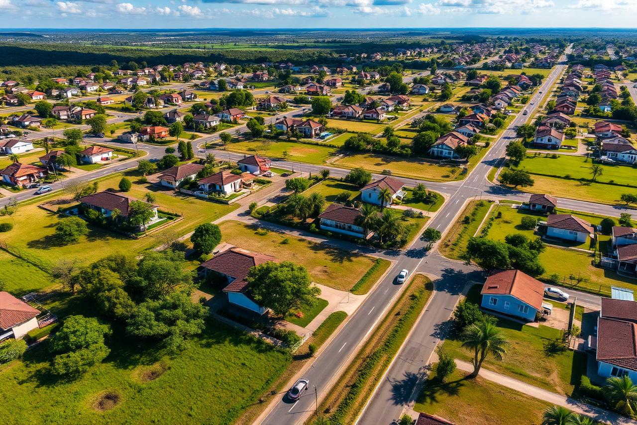 Terreno plano pronto para construir — Vista aérea da região